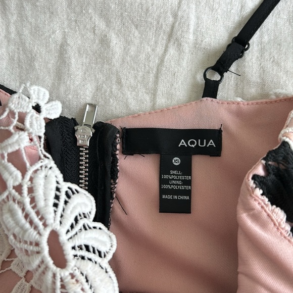 AQUA Bloomingdale’s Multi Lace Empire Waist Cami Dress Pink/White/Black Size XS - Picture 5 of 5